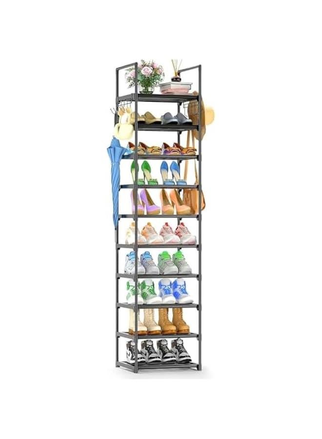 ميكسد RCCO 10 Tiers Shoe Rack, Sturdy Narrow Tall Shoe Shelf, 20-25 Pairs Shoe and Boots Organizer Storage Shelf, Shoe Rack Organizer for Entryway, Closets,Corner,Entryway - Image 1