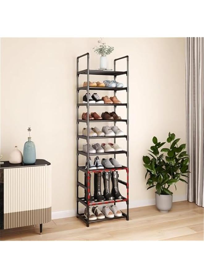ميكسد RCCO 10 Tiers Shoe Rack, Sturdy Narrow Tall Shoe Shelf, 20-25 Pairs Shoe and Boots Organizer Storage Shelf, Shoe Rack Organizer for Entryway, Closets,Corner,Entryway - Image 2