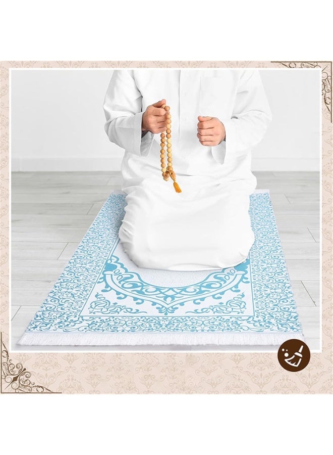 Islamic Prayer Mat Set, Foldable Muslim Prayer Rug with Prayer Tasbih Beads, Beautifull Pouch – Soft Travel , Gift Set for Ramadan, Hajj, Umrah for Men & Women - Image 2
