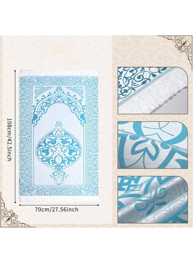 Islamic Prayer Mat Set, Foldable Muslim Prayer Rug with Prayer Tasbih Beads, Beautifull Pouch – Soft Travel , Gift Set for Ramadan, Hajj, Umrah for Men & Women - Image 5