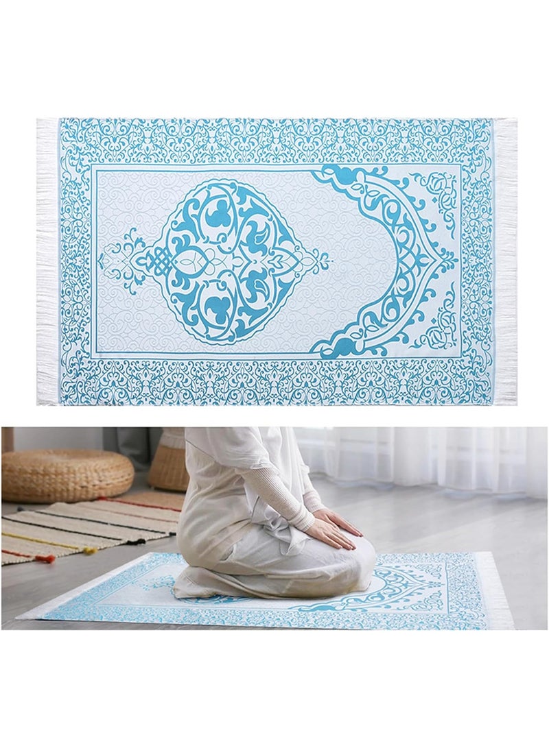 Islamic Prayer Mat Set, Foldable Muslim Prayer Rug with Prayer Tasbih Beads, Beautifull Pouch – Soft Travel , Gift Set for Ramadan, Hajj, Umrah for Men & Women - Image 4