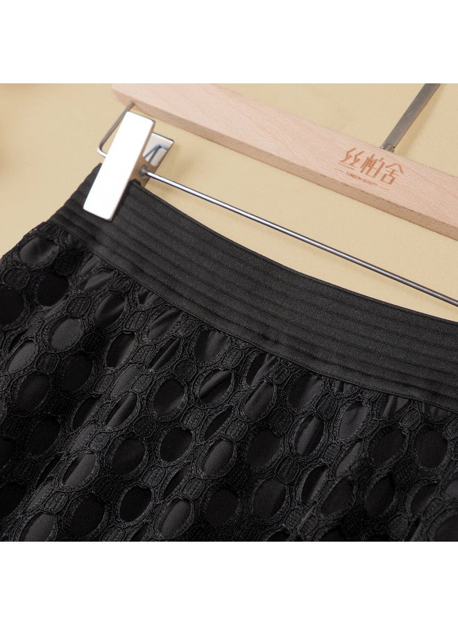 Cypress House High-waisted Slimming A-line Puff Skirt】new Summer Women's Solid Color Mid-length Skirt With Hollow Design, Available In Plus Sizes - Image 4