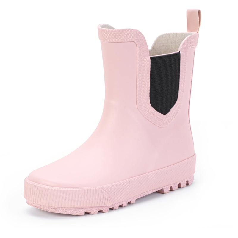 Hehainom Girls Rain Boots Toddler Kids Rain Boots Size 4 Pink Waterproof Rainboots Easy-on Light Weight Chelsea Rain Shoes - Image 1