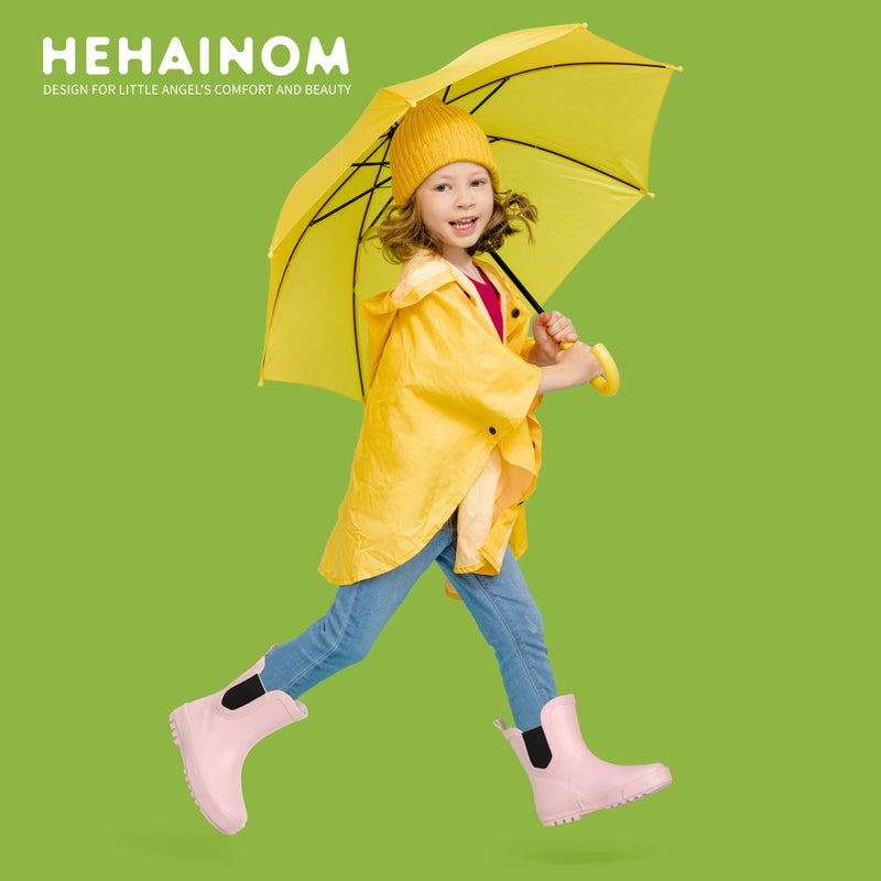 Hehainom Girls Rain Boots Toddler Kids Rain Boots Size 4 Pink Waterproof Rainboots Easy-on Light Weight Chelsea Rain Shoes - Image 3