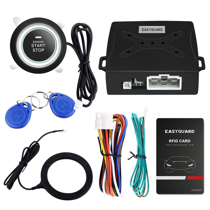 EASYGUARD EC004 Smart Rfid Car Alarm system Push Engine Start stop button & Keyless Go System Fits for most DC12V cars - Image 1