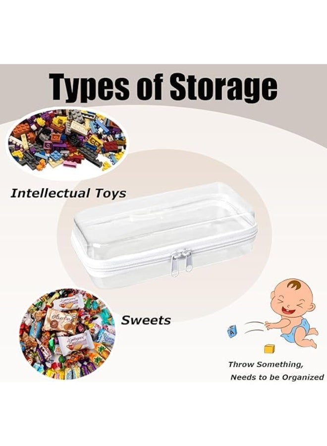 Clear Hard Plastic Zipper Case, Transparent Double Zippers Hard Pouch with 3pcs, Set of 3 Travel Makeup and Cosmetic Bag of Durable PVC, Portable Travel Organizer Bin for Toy Storage - Image 3