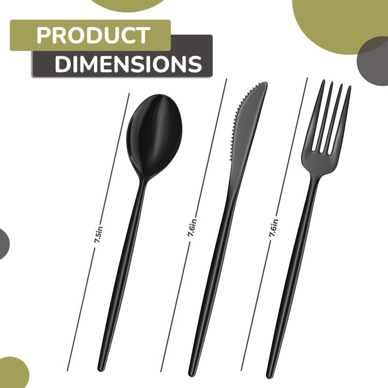 Trendables Disposable Black Plastic Cutlery Set - 120 Pack Silverware with Black Plastic Knives - Image 5