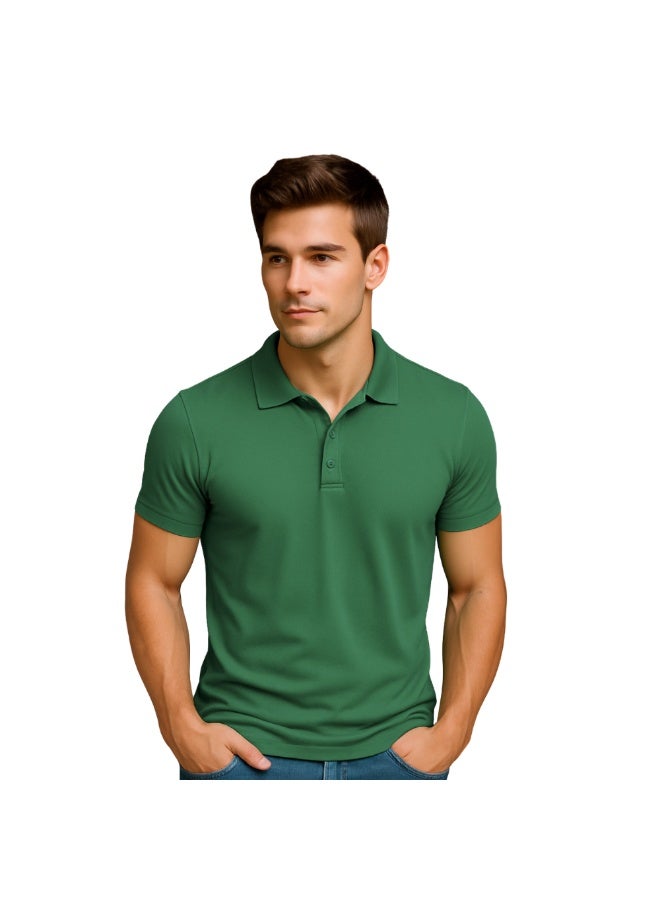 PRINTSHOP4ME Men's Regular-Fit Golf Polo T-shirt Pure Cotton Short Sleeve 220 GSM Basic Colors - Image 2