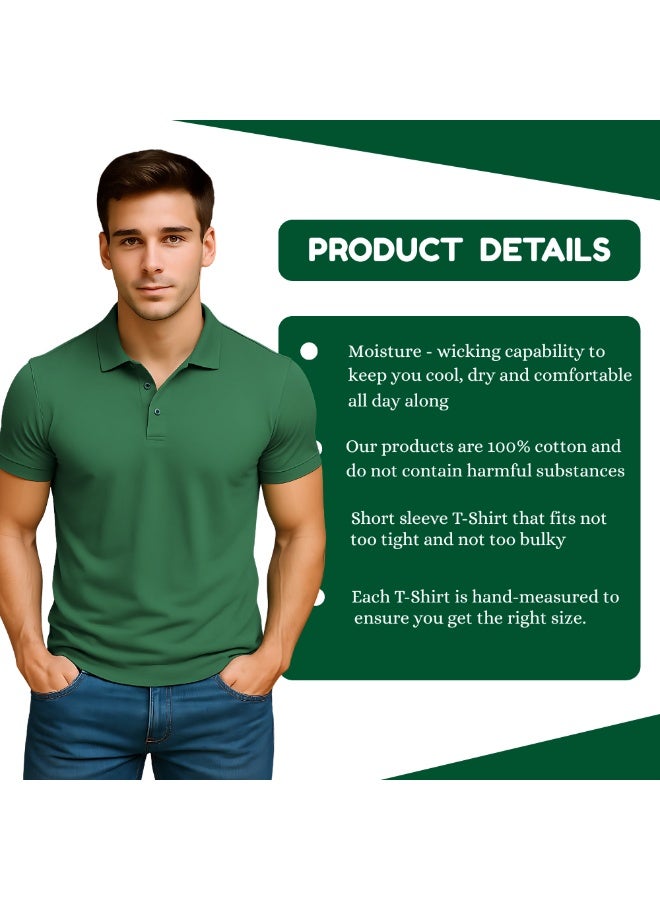 PRINTSHOP4ME Men's Regular-Fit Golf Polo T-shirt Pure Cotton Short Sleeve 220 GSM Basic Colors - Image 3