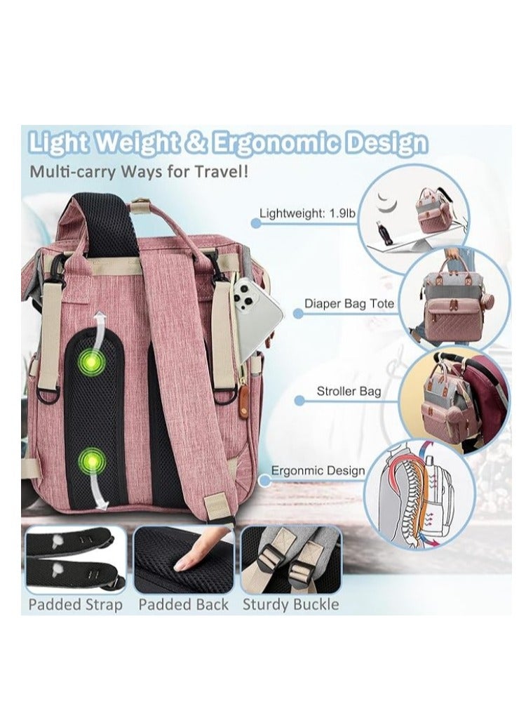 16 Pockets Diaper Bag Backpack Baby Bag, Baby Girl Boy Diaper Bag for Dad Mom - Image 4