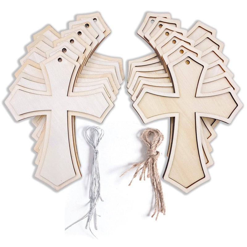5 Inch Pack of 12 Layered Wooden Cross  Unpainted Framed for DIY Crafts