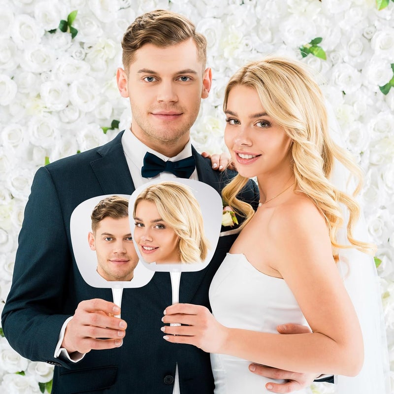 Sratte 10 Pcs Big Head Cutout Custom Wedding Fan Props Face Cutout Face on a Stick Photo Party Decoration for Wedding Graduation Birthday Party Thermal Sublimation - Image 3