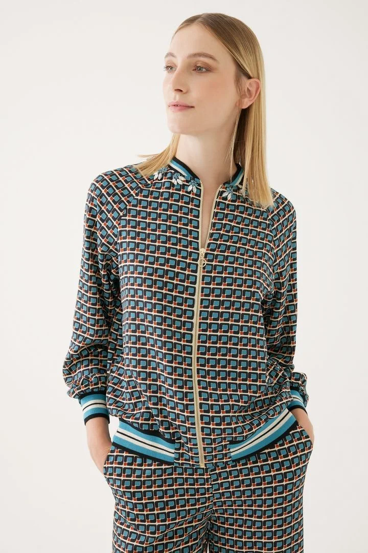 EXQUISE Multicolored Jacket with Zipper