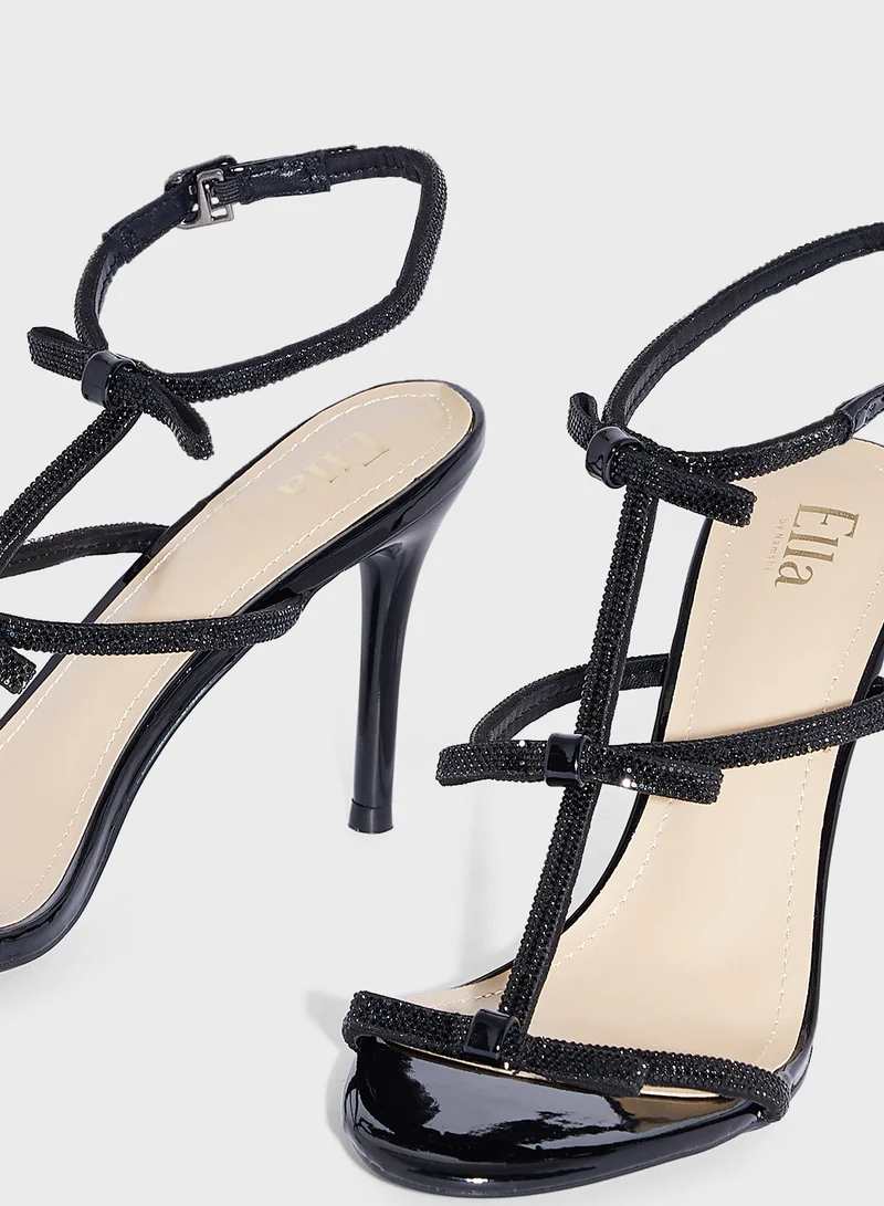 ايلا ليمتد اديشن Diamante Bow  Ankle Strap Heel Sandal