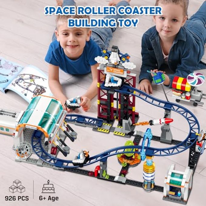 Hogokids Space Roller Coaster Building Toy 926PCS Coaster Building Set Features Lift Platform, Satellites, Rocket Buildable Space Rollercoaster Adventure Park for Adults Kids Girl Boy Ages 8+ - Image 5