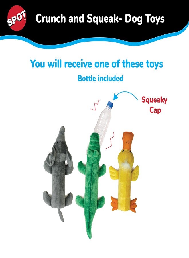 SPOT Crunch and Squeak Plush Dog Toy - Crinkle Bottle Squeaker for Medium Puppies & Dogs, Light to Moderate Chewers, Assorted Styles - Image 2