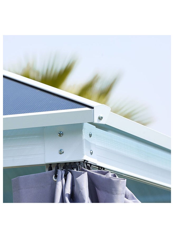 DANUBE HOME Veora Gazebo Steel Frame With Polycarbonate Roof Rectangle Shape With Curtain Water And UV Resistant Garden Patio Canopy Modern Outdoor Furniture 3x4m White  - Image 3