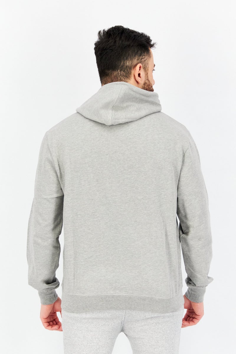 Sovereign Code Men Hooded Neck Heather Print Long Sleeves Sweatshirt, Light Grey - Image 2