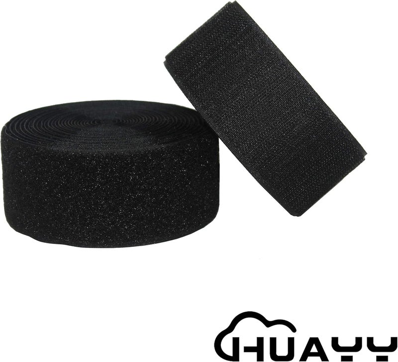 HUAYY Sew on Hook and Loop Style,Non-Adhesive Nylon Strips Fabric,2 Inches Width 5 Yards Length,Black (2in x 5yd) - Image 3