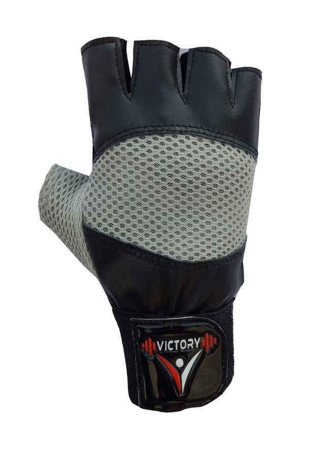 VICTORY Alpha - 03 Wrist Support Gym & Fitness Gloves (Grey) - Image 3