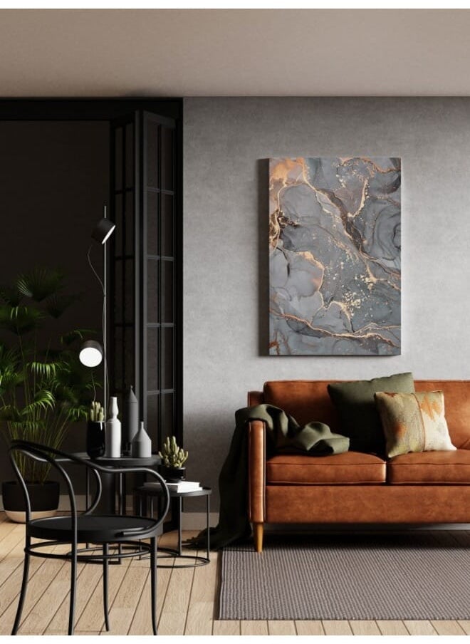 Home Gallery - Abstract Slate Grey Marble Canvas Wall Art - Image 1