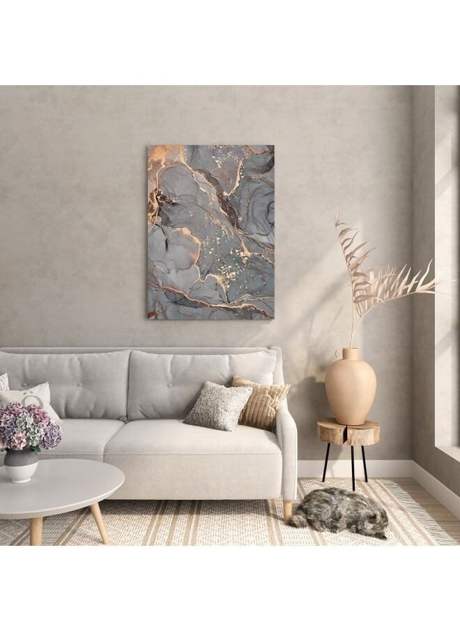 Home Gallery - Abstract Slate Grey Marble Canvas Wall Art - Image 1
