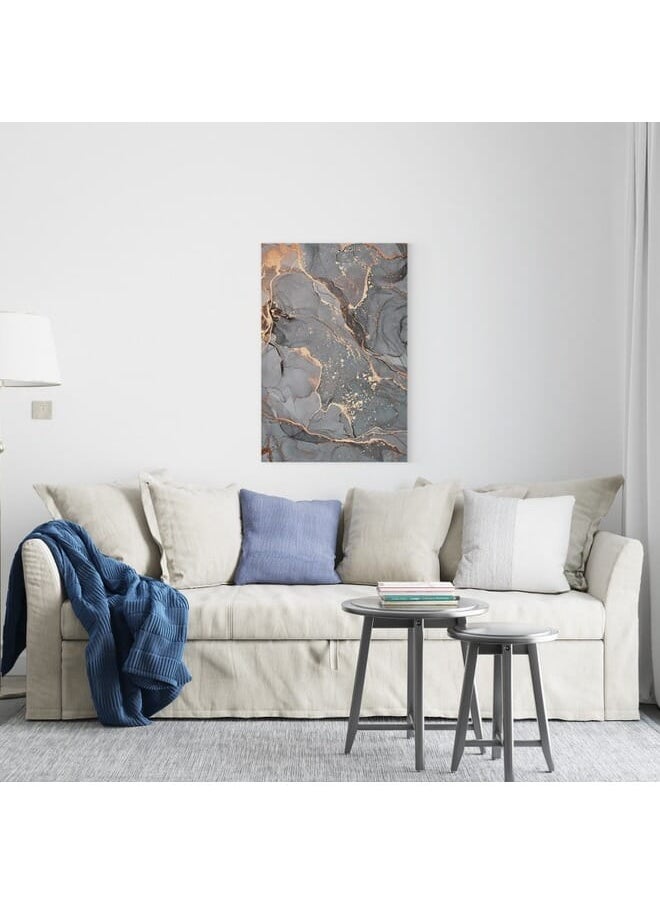 Home Gallery - Abstract Slate Grey Marble Canvas Wall Art - Image 1
