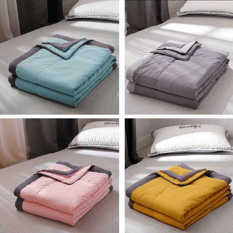 Washed Cotton Summer Quilt Skin-Friendly Summer Cool Quilt Air Conditioning Quilt Four-Season Quilt Summer Cool Quilt Quilt Can Be Machine Washed - Image 2