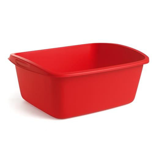 Tribello Plastic Wash Tub Dishpan Basin and Foot Bath for Soaking Feet, Laundry Hand Wash Bucket, Dish Pans for Washing and Storage Cleaning Supplies - 12 Quarts - Heavy Duty - Made in USA (Red) - Image 4