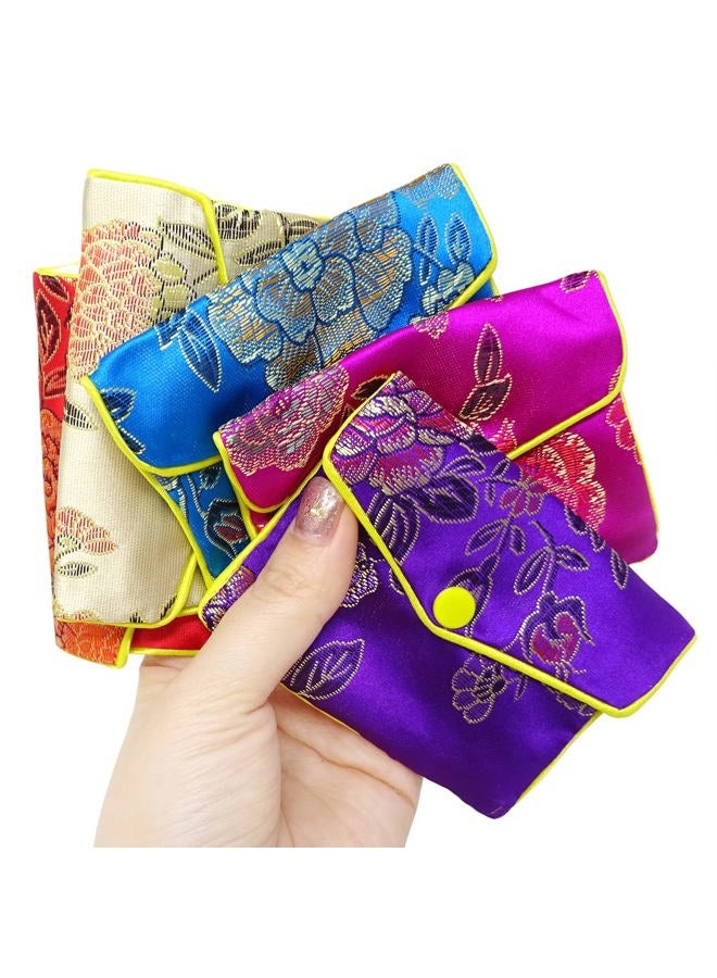 HONBAY 12PCS Jewelry Silk Purse Pouch Brocade Embroidered Bags Gift Bags, Assorted Colors (M) - Image 3