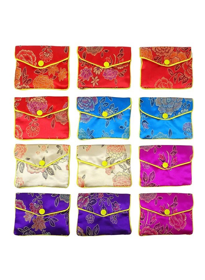 HONBAY 12PCS Jewelry Silk Purse Pouch Brocade Embroidered Bags Gift Bags, Assorted Colors (M) - Image 1