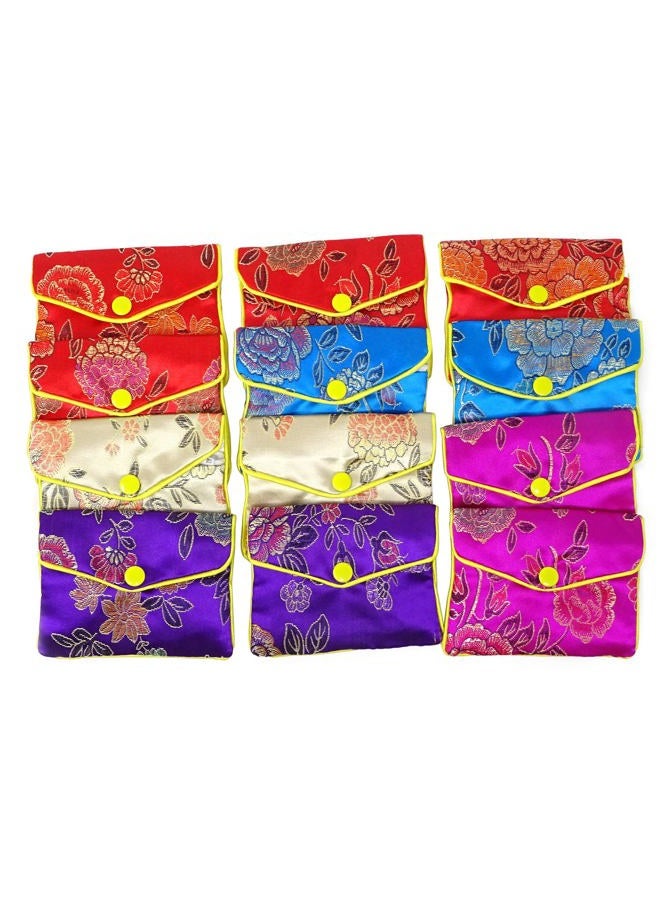 HONBAY 12PCS Jewelry Silk Purse Pouch Brocade Embroidered Bags Gift Bags, Assorted Colors (M) - Image 5