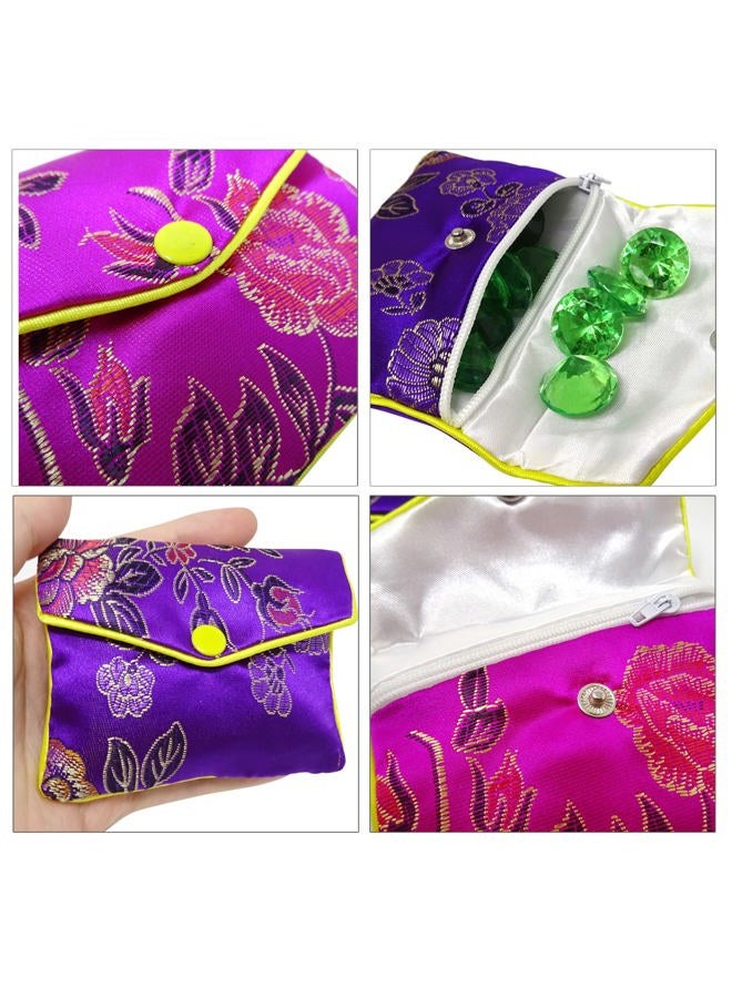 HONBAY 12PCS Jewelry Silk Purse Pouch Brocade Embroidered Bags Gift Bags, Assorted Colors (M) - Image 4