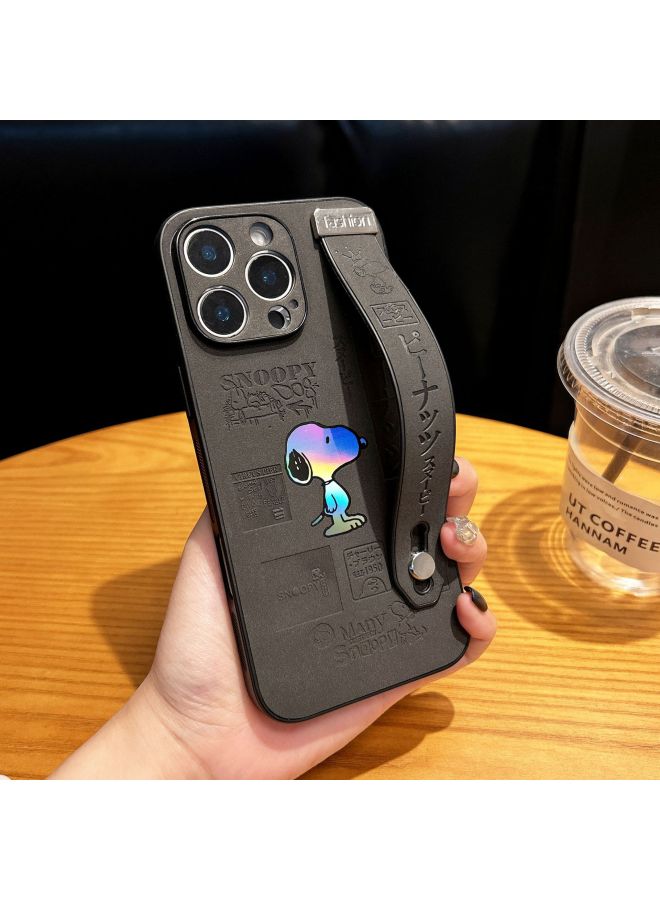 Suitable For Apple 14pro Mobile Phone Case Iphone15 Protective Case Wrist Strap 13ice Smiley Face Flower Men And Women