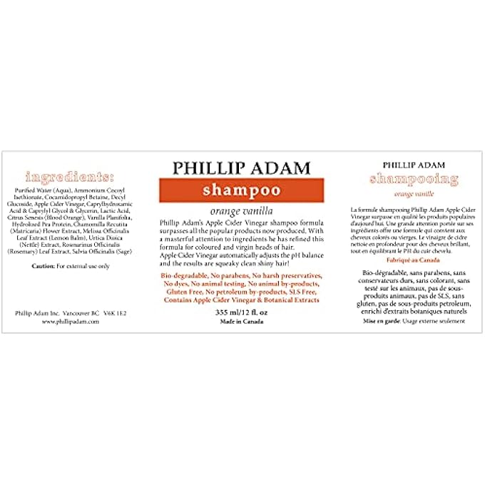 PHILLIP ADAM , SHAMPOO, ORANGE VANILLA, 12 FL OZ (355 ML) - Image 2