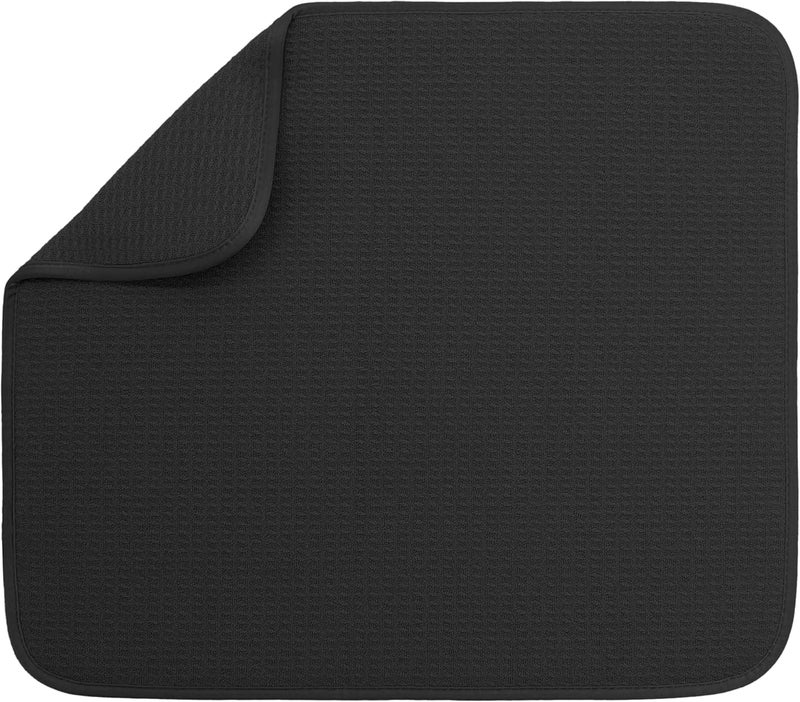 S&T INC. Absorbent, Reversible Microfiber Dish Drying Mat for Kitchen, 16 Inch x 18 Inch, Black - Image 1