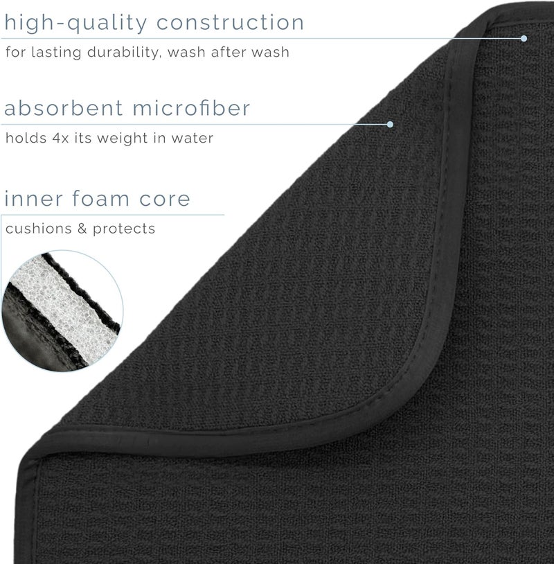 S&T INC. Absorbent, Reversible Microfiber Dish Drying Mat for Kitchen, 16 Inch x 18 Inch, Black - Image 3