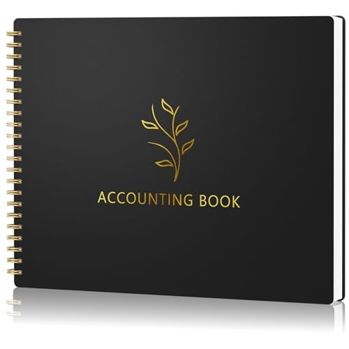 AKONEGE Accounting Ledger Book for Small Business Bookkeeping & Personal Use, Horizontal Expense Tracker Notebook for Family Budget, Bookkeeping Record Book Money Expense & Income Log Journal, Black - Image 1