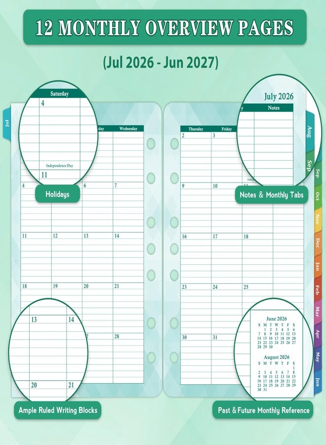 مايبوك عبوات إعادة تعبئة المخطط 2026-2027 - يوليو 2026 - يونيو 2027، صفحتان لكل يوم، مخطط يومي وشهري، منظم حلقي 5.5 بوصة × 8.4 بوصة، علامات تبويب، اقتباسات، مهام ذات أولوية، متتبع/ملاحظات يومية، جدول مواعيد - Image 4