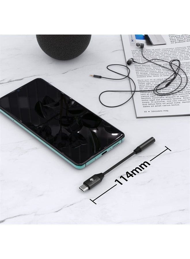 Stouchi محول USB C إلى 3.5 مم أنثوي 2 عبوات، كابل صوت سماعة رأس نوع C، دنجلي Hi-Fi لهواتف سامسونج جالاكسي S22 S21 ألترا Z فليب نوت 20، آيباد ميني 6، بيكسل 7/6a/6 - أسود - Image 4