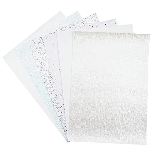 Litchi 6 Pack 8x12 Inch Faux Leather Sheets for Bow Earring, Easy to Cut Vinyl Fabric for Cricut, Durable Fade Resistant Leatherette Without Smell, White - Image 4