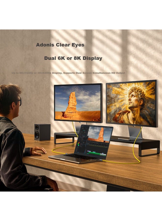 Aohi كابل بيانات سريع الشحن Adonis Usb4 Thunderbolt 5 Pd 240w متعدد الوظائف 120gbps نقل بيانات نوع-c مزدوج عرض فيديو عالي الدقة 8k شاشة عرض دك - Image 4