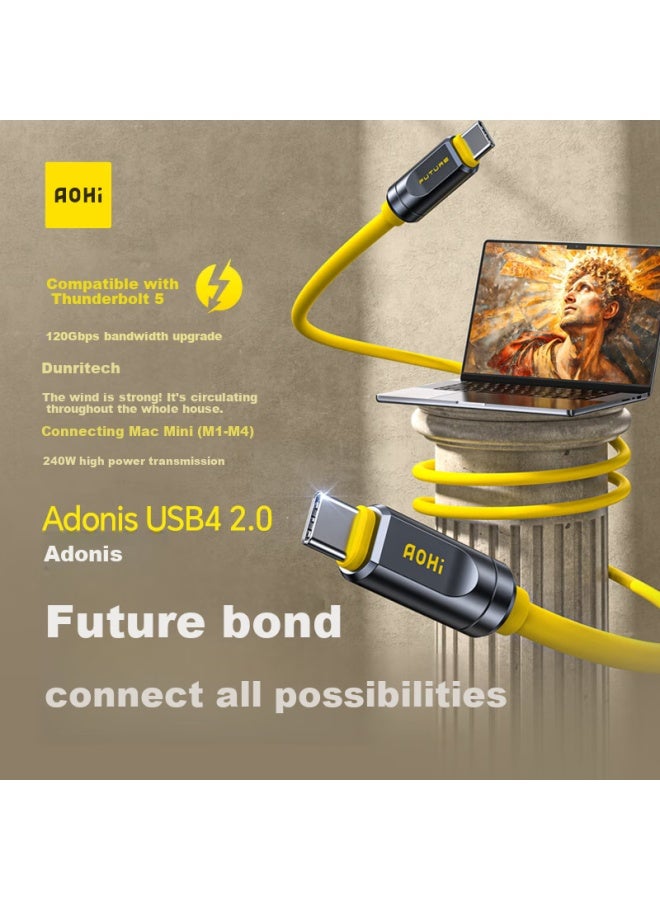 Aohi كابل بيانات سريع الشحن Adonis Usb4 Thunderbolt 5 Pd 240w متعدد الوظائف 120gbps نقل بيانات نوع-c مزدوج عرض فيديو عالي الدقة 8k شاشة عرض دك - Image 1