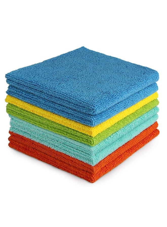 Multi-Functional Reusable Cleaning Cloth, Microfiber Cloth For Kitchen, Car, 5 Color Towel, 30 X 30 Cm，8 Pieces(Blue/Yellow/Green/Light Blue/Red)  - Image 1