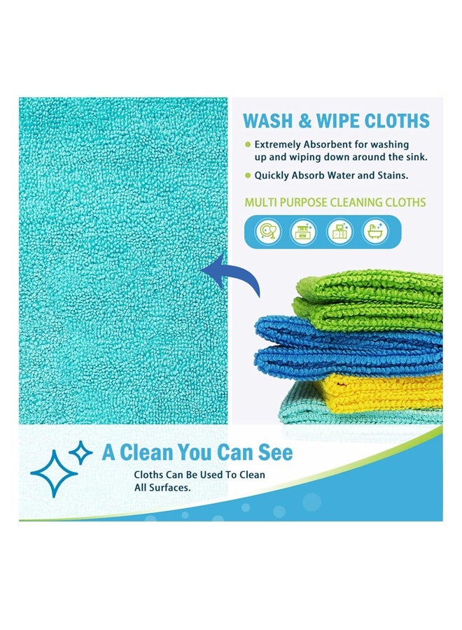 Multi-Functional Reusable Cleaning Cloth, Microfiber Cloth For Kitchen, Car, 5 Color Towel, 30 X 30 Cm，8 Pieces(Blue/Yellow/Green/Light Blue/Red)  - Image 2