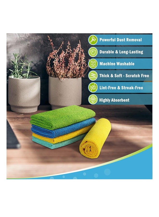 Multi-Functional Reusable Cleaning Cloth, Microfiber Cloth For Kitchen, Car, 5 Color Towel, 30 X 30 Cm，8 Pieces(Blue/Yellow/Green/Light Blue/Red)  - Image 4