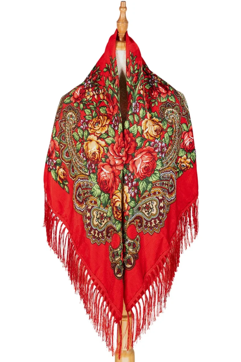 D'Daniela Zinaida Women's Eastern European Cotton Tassel Shawl