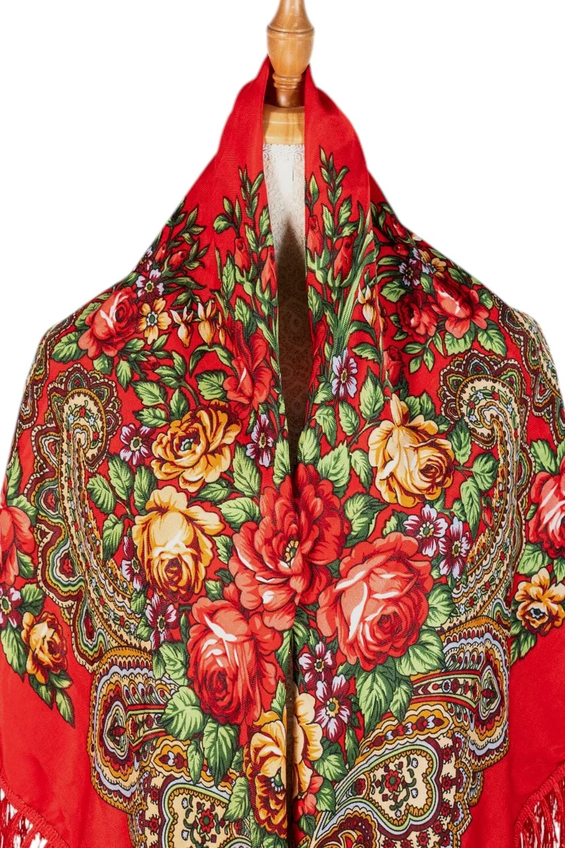D'Daniela Zinaida Women's Eastern European Cotton Tassel Shawl