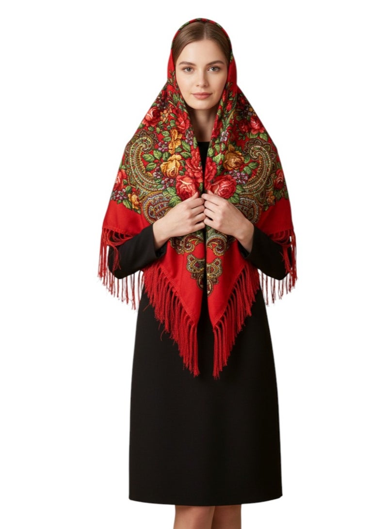 D'Daniela Zinaida Women's Eastern European Cotton Tassel Shawl - Image 3