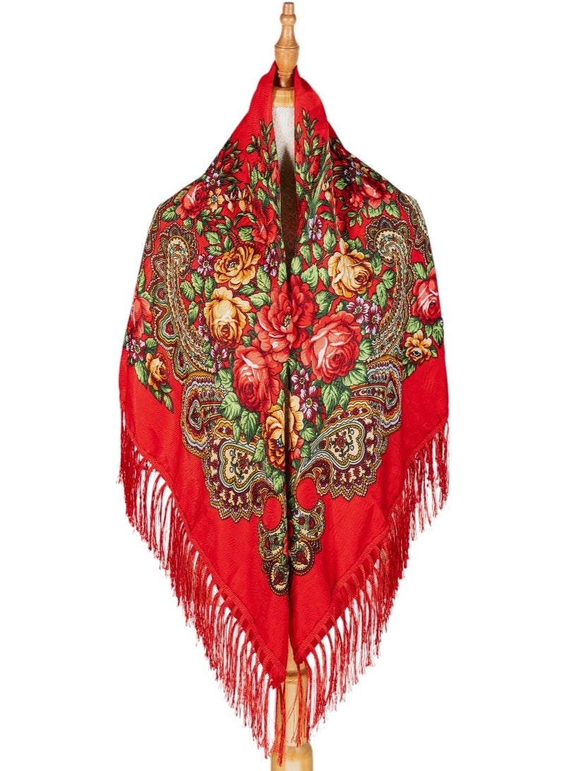 D'Daniela Zinaida Women's Eastern European Cotton Tassel Shawl - Image 4